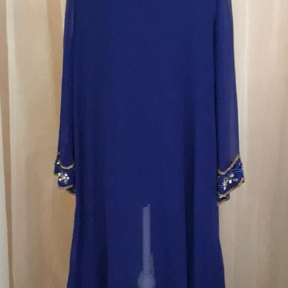 Roaman's Womens 3pc Indigo/Multi Beaded Pant Set - Picture 5 of 10